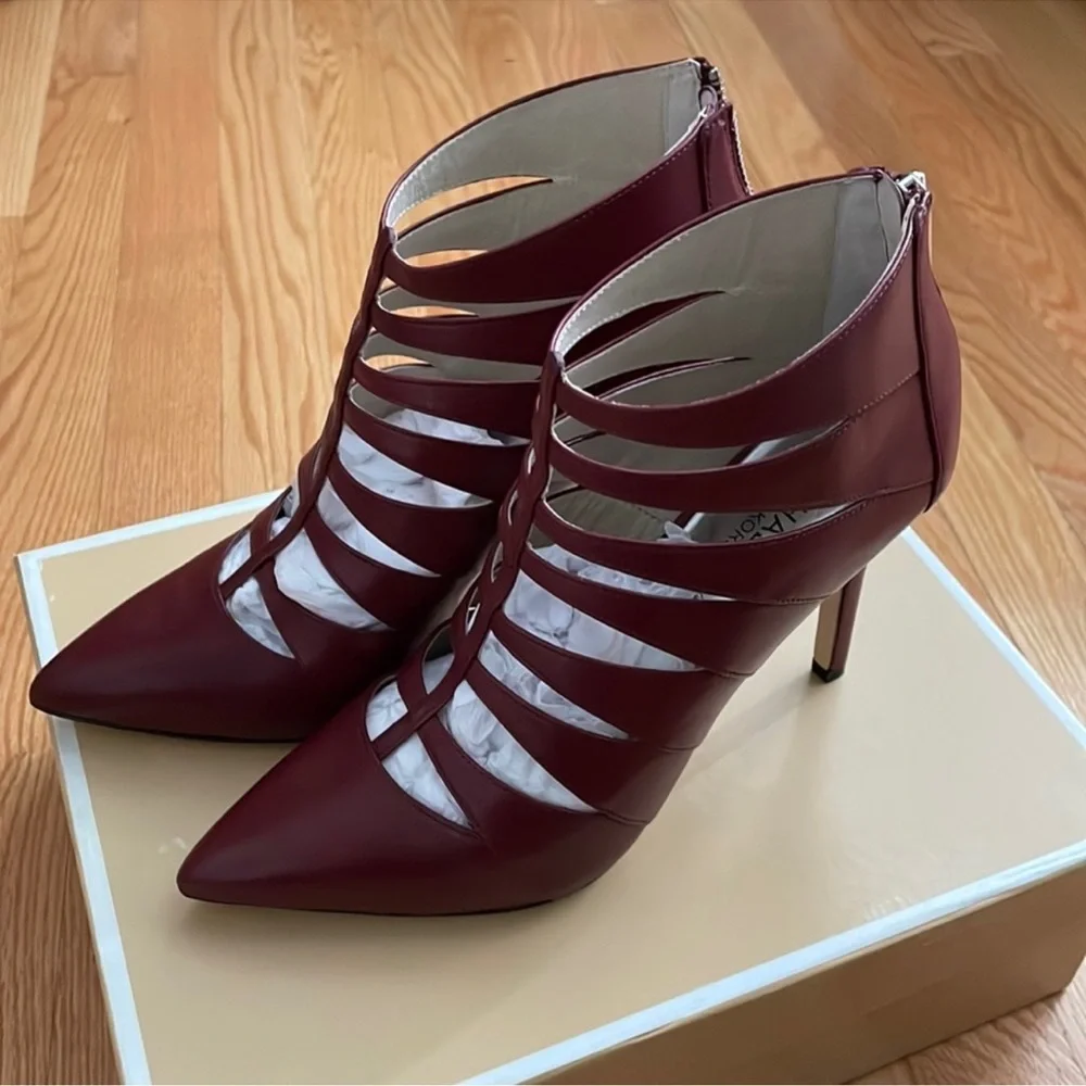 Michael Kors Burgundy Leather Booties, Size 10 - Picture 11 of 16